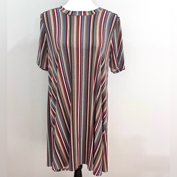 BCBGeneration eclectic earth toned striped shift dress size large - Picture 3 of 6